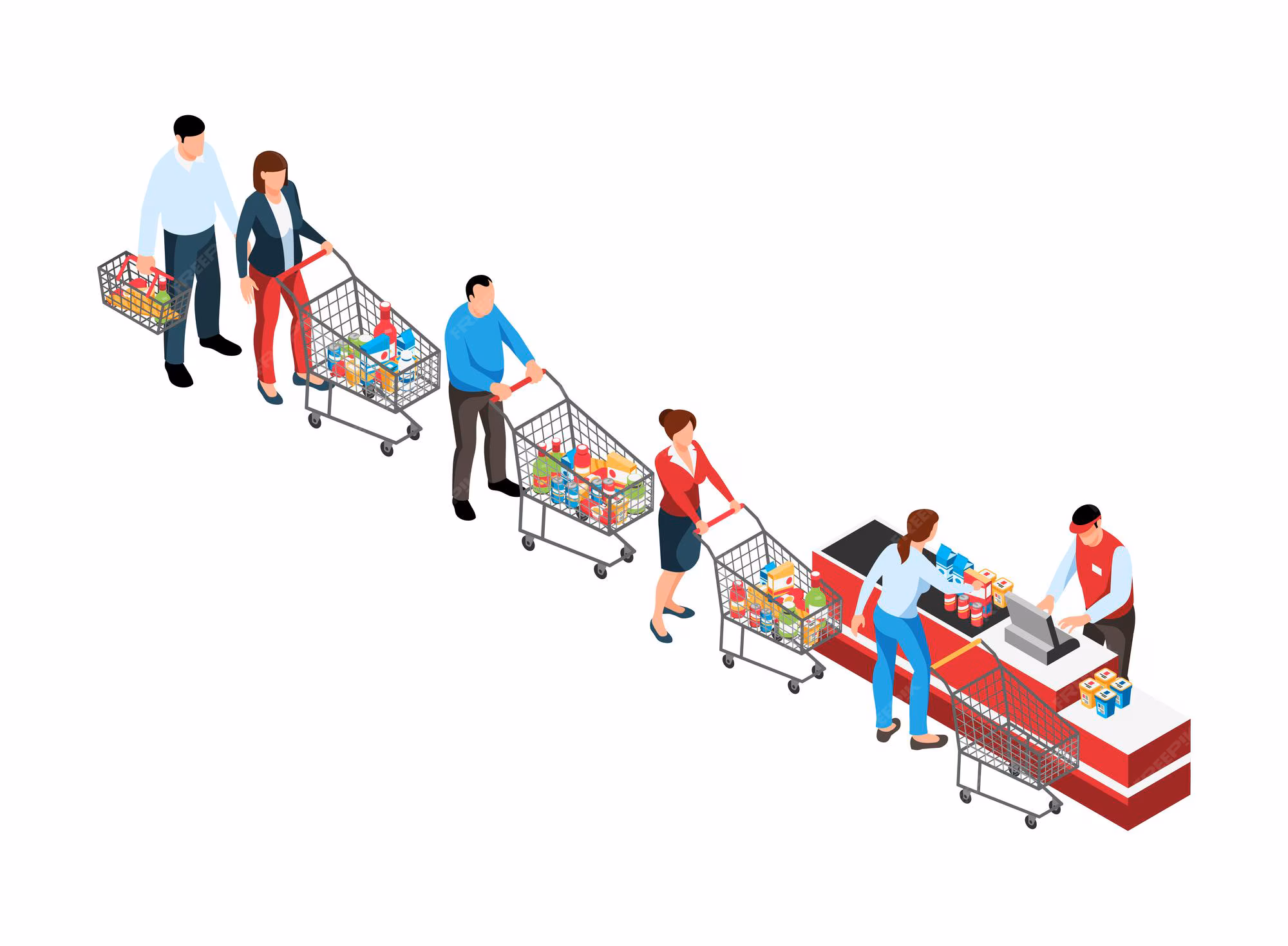 A queue of people